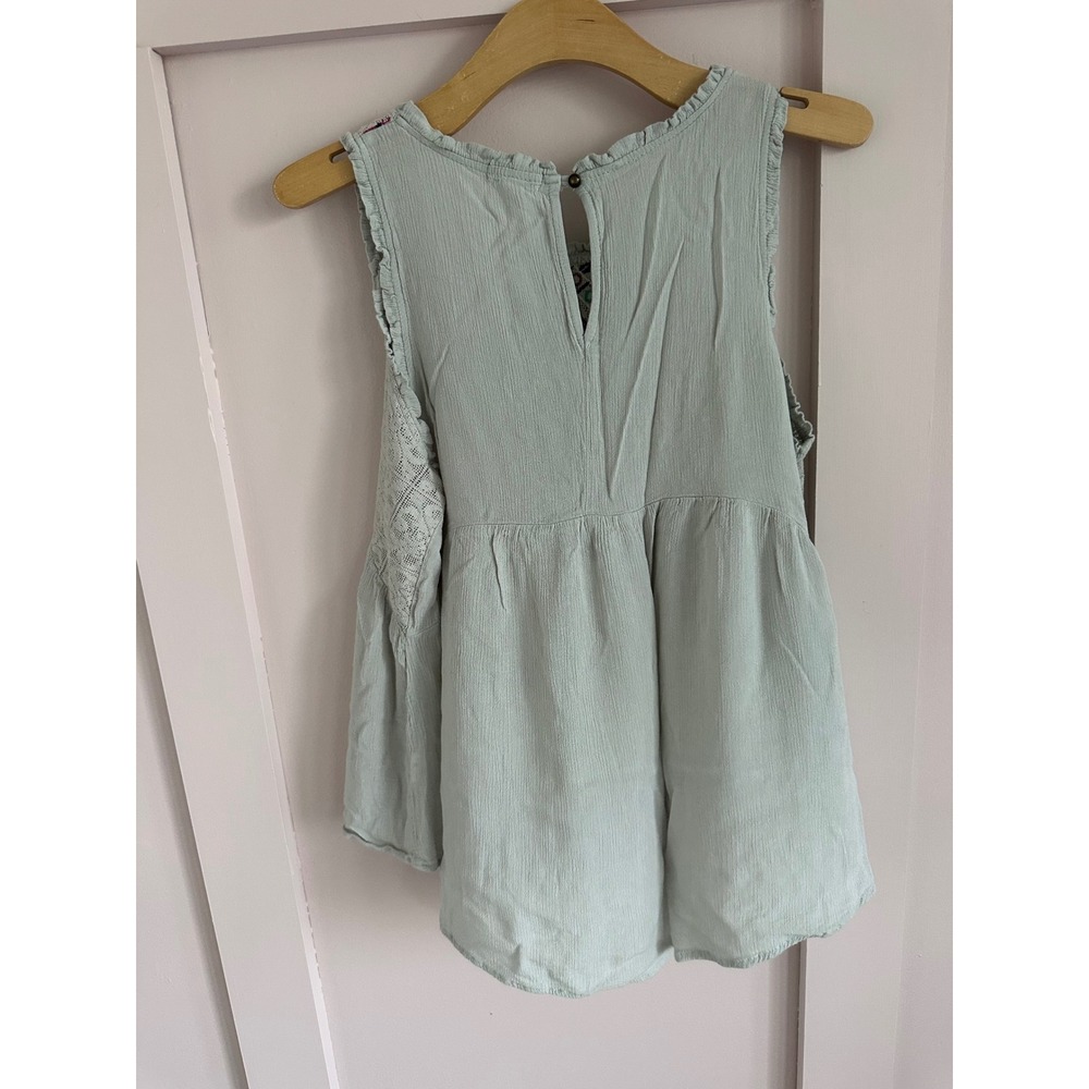 Eyeshadow Sage Green Embroidered Lace Babydoll Tank Top XL Boho Sequin - Picture 2 of 5